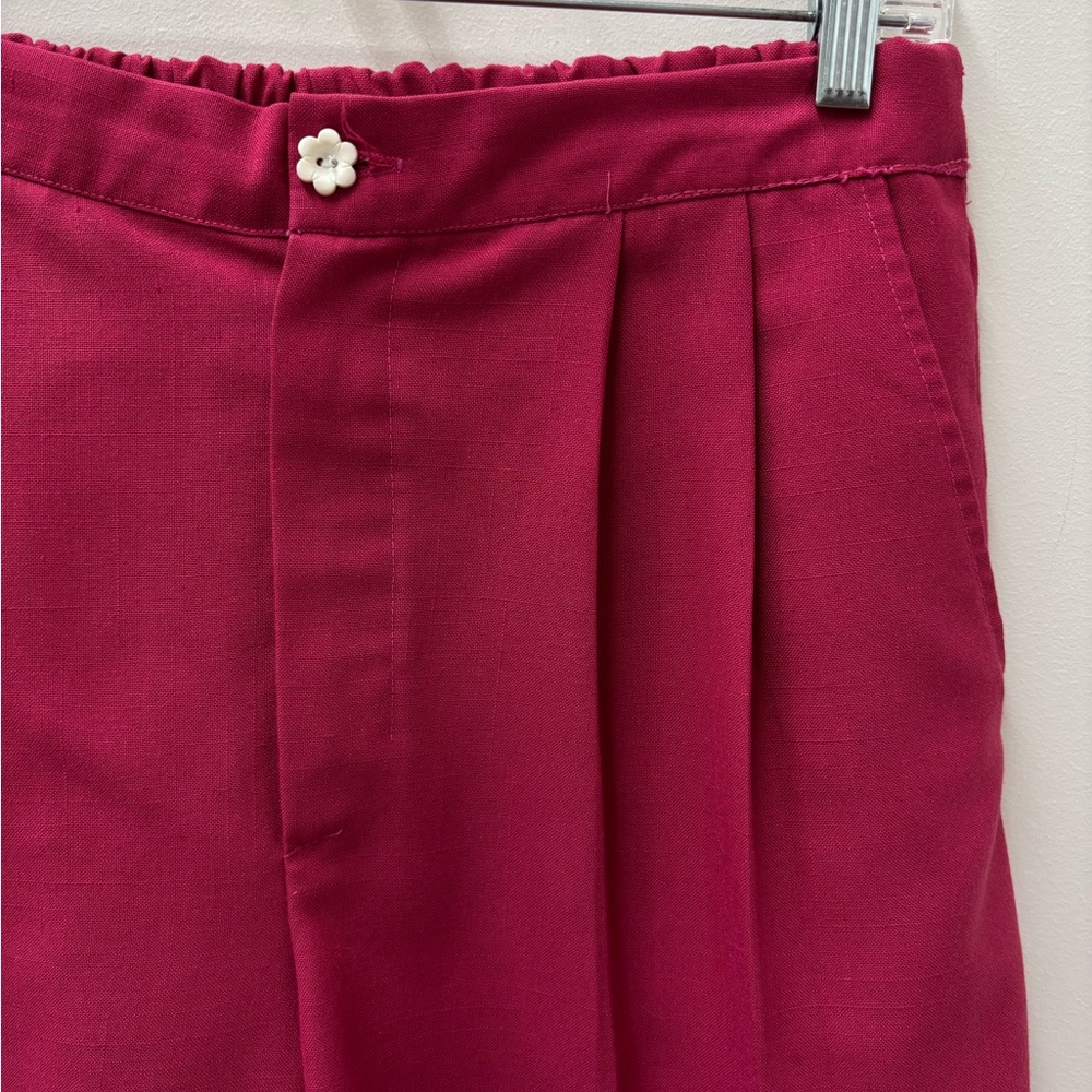 Vintage Handmade Fuchsia Short Set with Floral Buttons - Picture 3 of 11